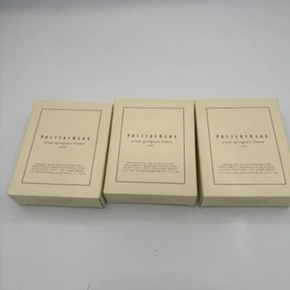 Lot of 3 Pottery Barn Silver Grosgrain Frame 2x3 Silver NEW Reversible Mat Decor